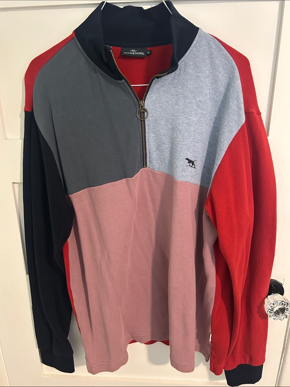 Rodd & Gunn Colorblock Half-Zip Pullover Sweater - Red/Pink/Blue
